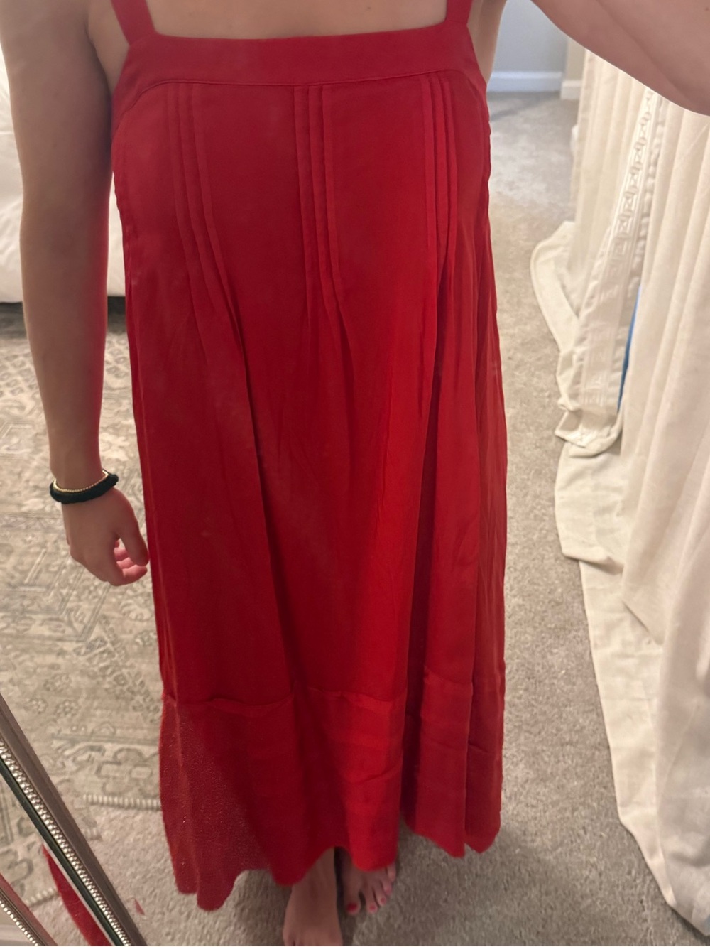J. Crew Red Maxi Square-Neck Skirt